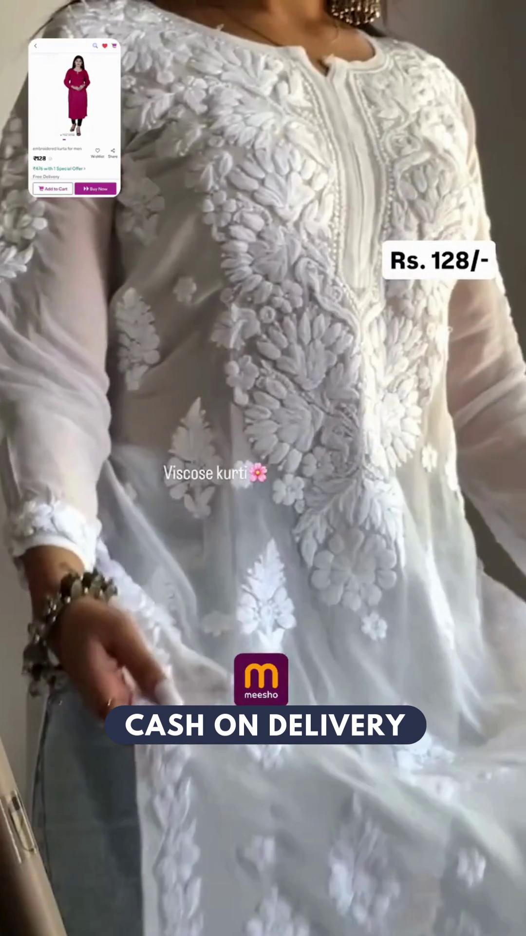 Rani pink Georgette Fully Embroidered Front & side slit Indowestern Suit