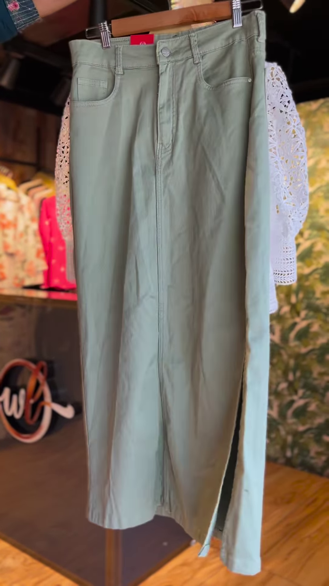 ๐ Elegant White Crochet Lace Top & Soft Green Midi Skirt Ensemble ๐ฟ