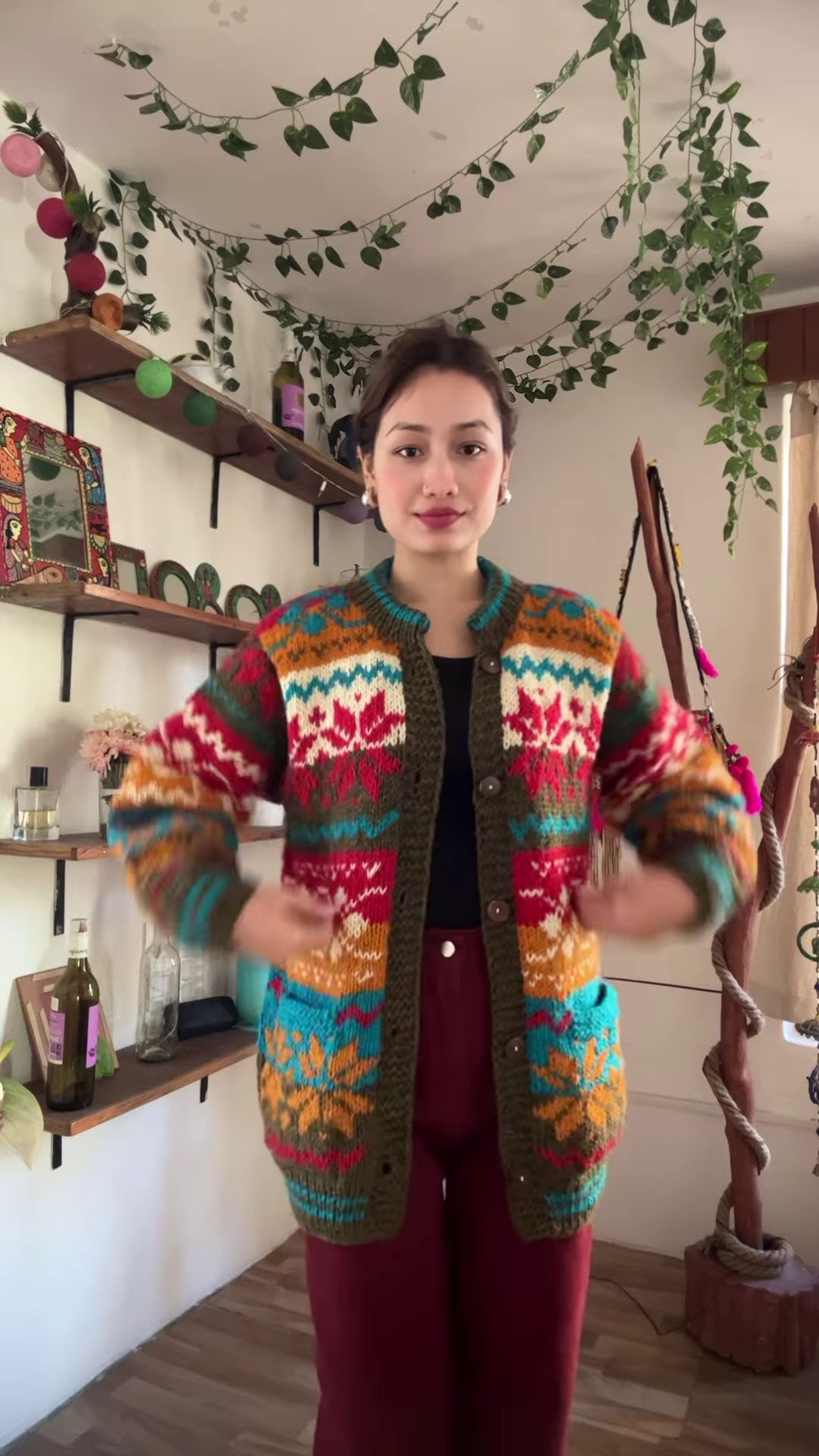 Multicolor Knitted Cardigan & Jogger Set 🎨 Boho-Chic Comfortwear