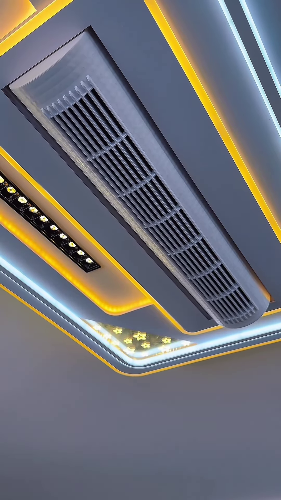 Ultra-Thin Luxury Ceiling-Mounted Climate Control System with Integrated Dual-Spectrum LED Ambient Lighting