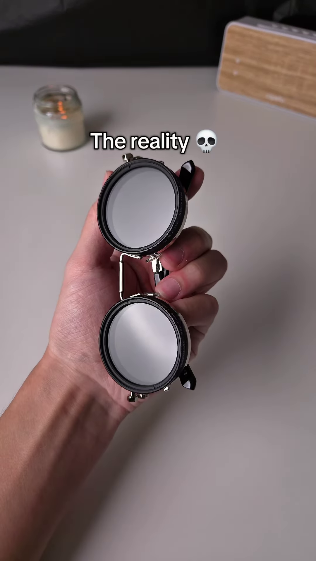 The "Reality" Edition: Iconic Steampunk Round Glasses – Ultra-Sleek Circular Frames with Dark Tinted Lenses