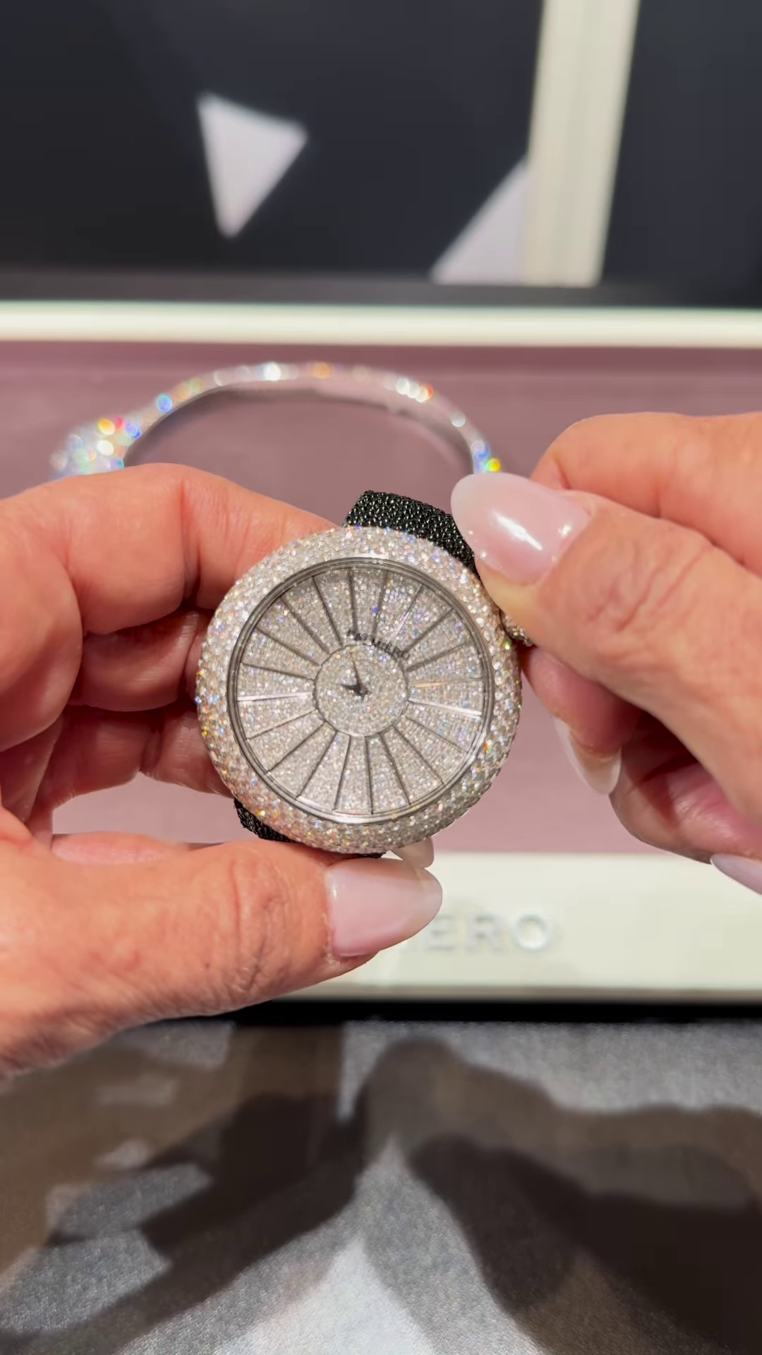 Dazzling Diamond Pave Ladies’ Wristwatch with Unique Radial Dial