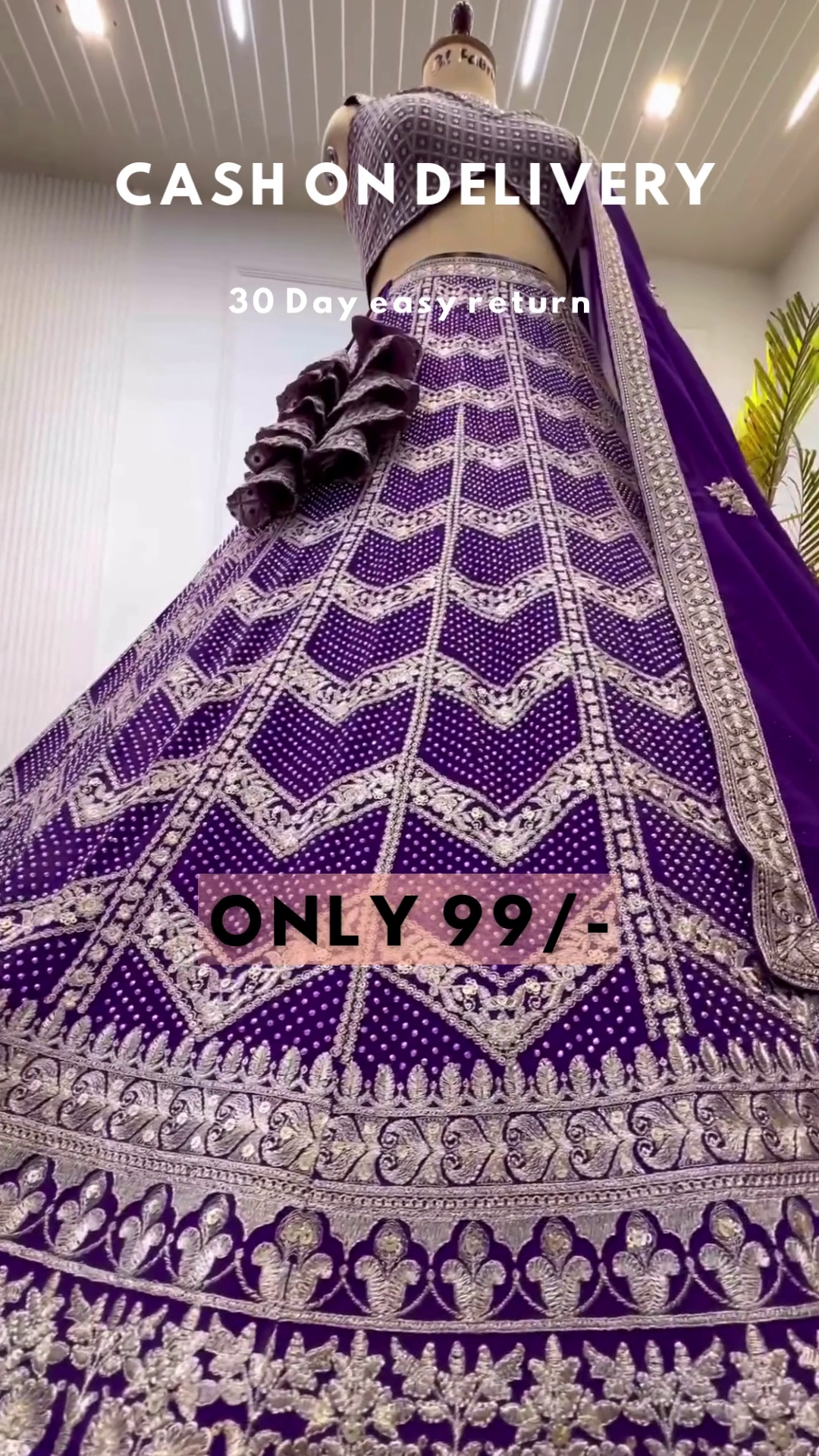 Purple Colored Party wear Embroidered Lehenga Choli