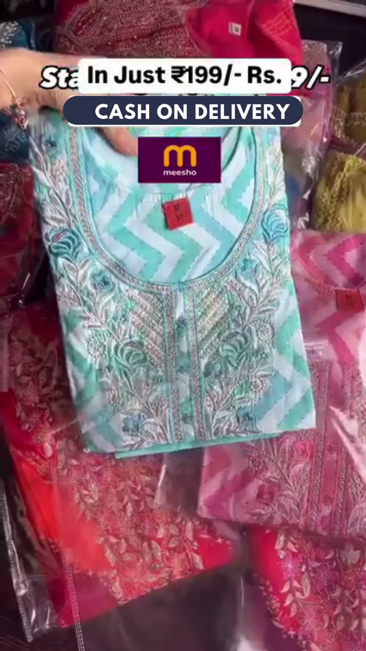 DesignerGeorgette Kashmiri EmbroideryHand Work Kurta Kurti for Women,Girls(Free Size) by Cotton,Chikankari hub Multicolor