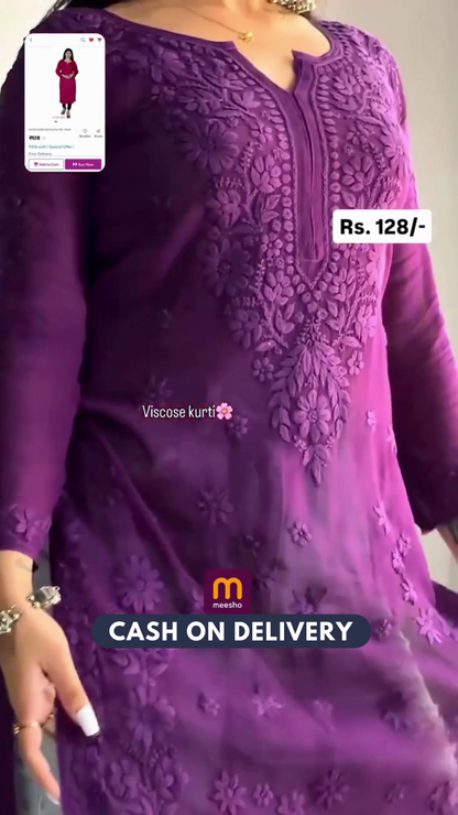 Rani pink Georgette Fully Embroidered Front & side slit Indowestern Suit