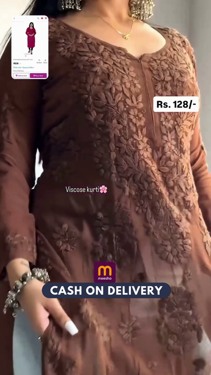 Rani pink Georgette Fully Embroidered Front & side slit Indowestern Suit