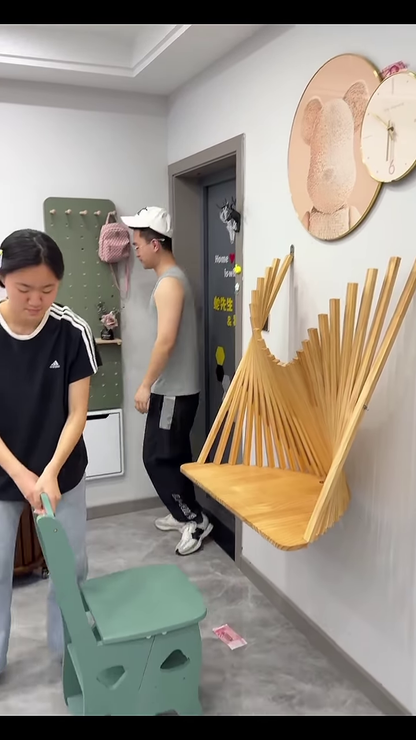 🪄 Space-Saving Magic: The Wall-Mounted Folding “Piano” Chair! 🪑✨
