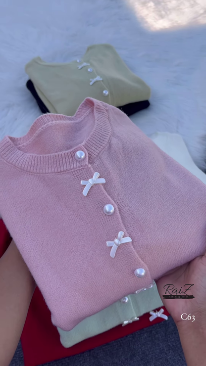 Pearl Bow Cardigan – Soft, Elegant, and Sweetly Feminine ✨🎀
