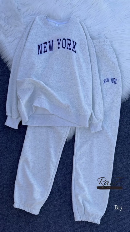 New York Print Black Sweatshirt & Jogger Co-ord Set