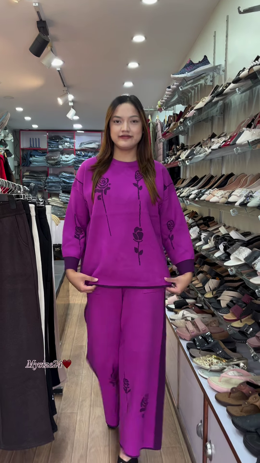 Floral Print Sweatshirt & Jogger Co-ord Set 🌸 Available in Light Pink, Purple & Black