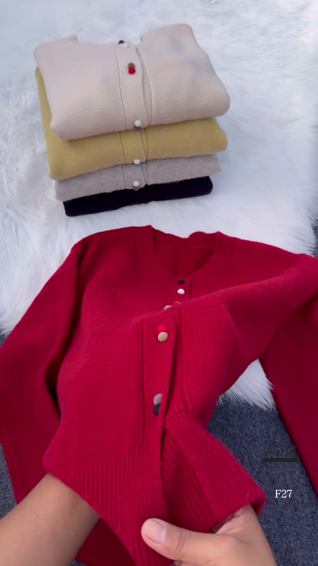 Colorful Buttoned Sweater Collection 🧶 Available in Red, Beige, Yellow, Gray & Black