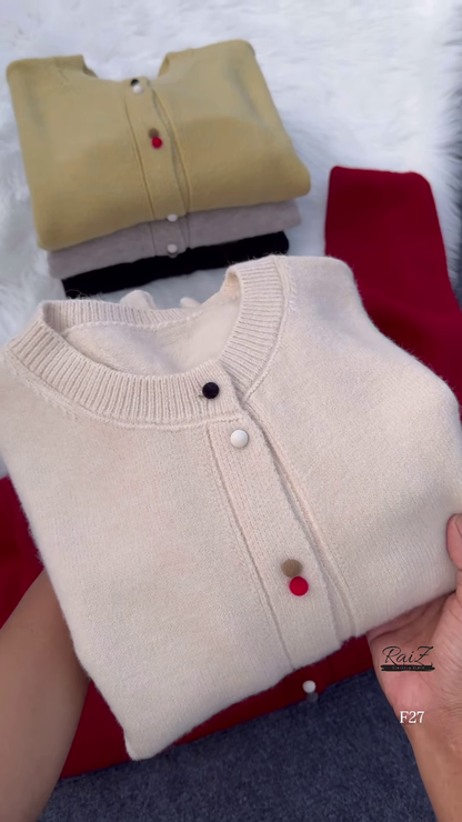 Colorful Buttoned Sweater Collection 🧶 Available in Red, Beige, Yellow, Gray & Black