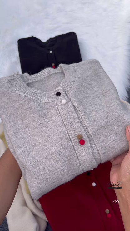 Colorful Buttoned Sweater Collection 🧶 Available in Red, Beige, Yellow, Gray & Black