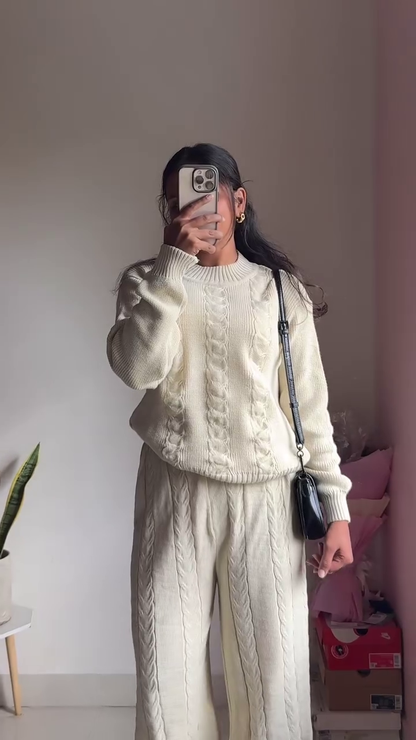 Knitted Sweater & Jogger Co-ord Set 🧶 Available in Maroon & Brown Variants