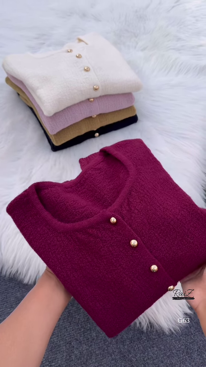 Classic Buttoned Knit Cardigans 🧶 Available in Mustard, Black, Burgundy, Lavender & White