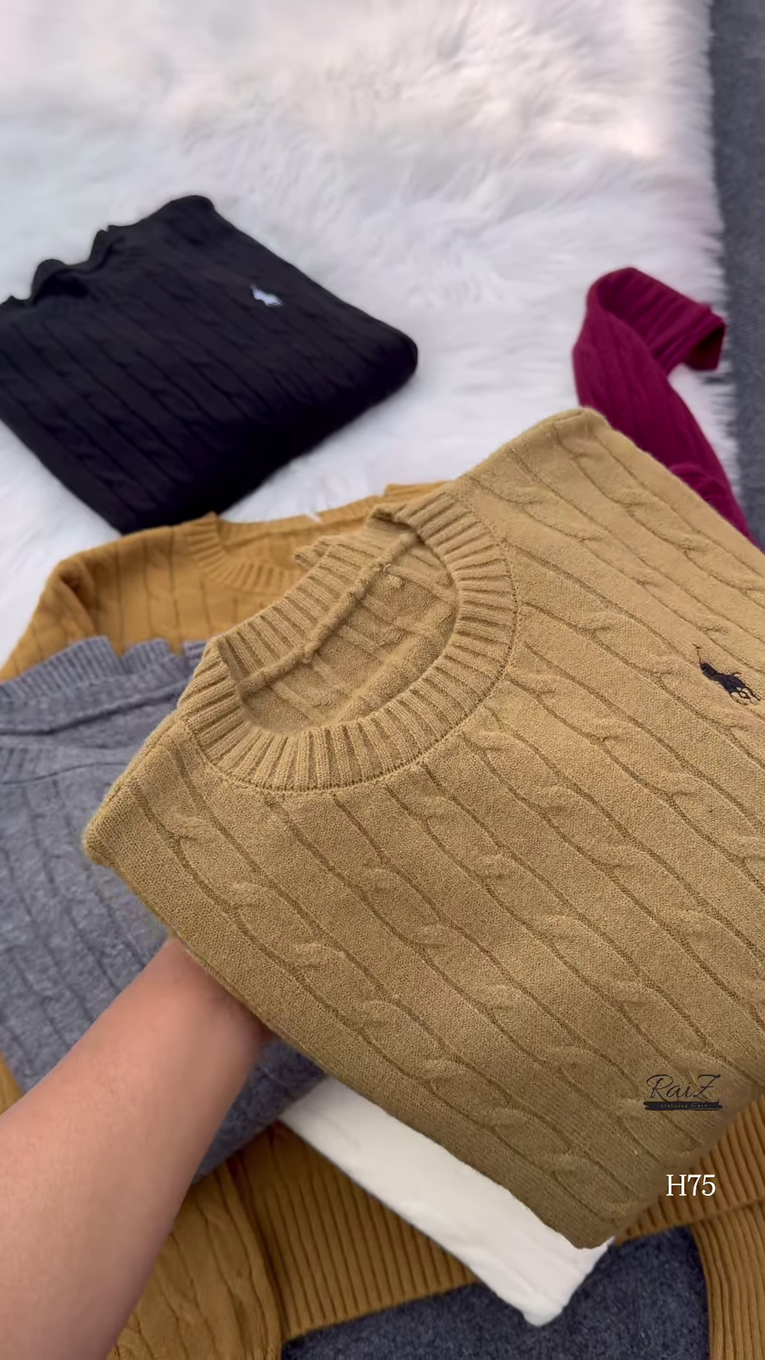 Cable-Knit Embroidered Sweaters 🧥 Available in Black, Beige, White, Gray, Mustard & Burgundy