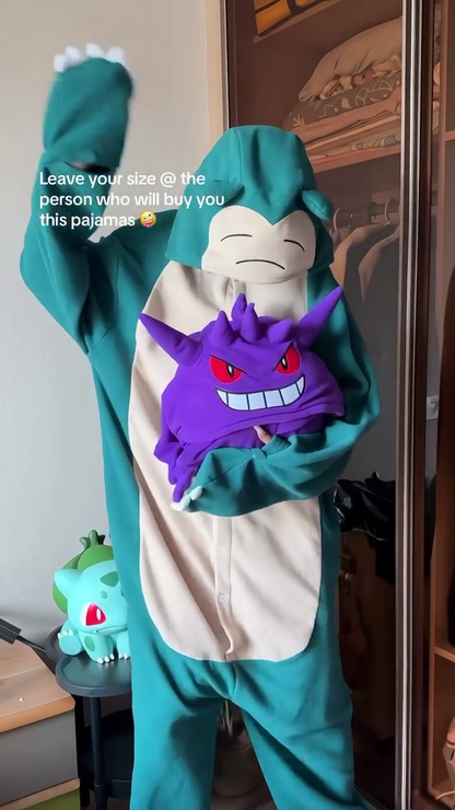 Character Onesie Pajamas 🐾 Cozy Hooded Styles – Eevee, Snorlax & Cartoon Purple