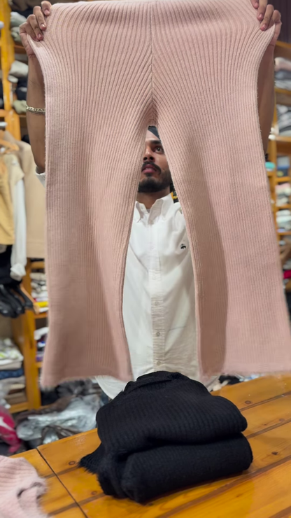 Ribbed Knit Co-ord Sets 🧶🌸 With Sweater & Pants – Pink & Black Variants