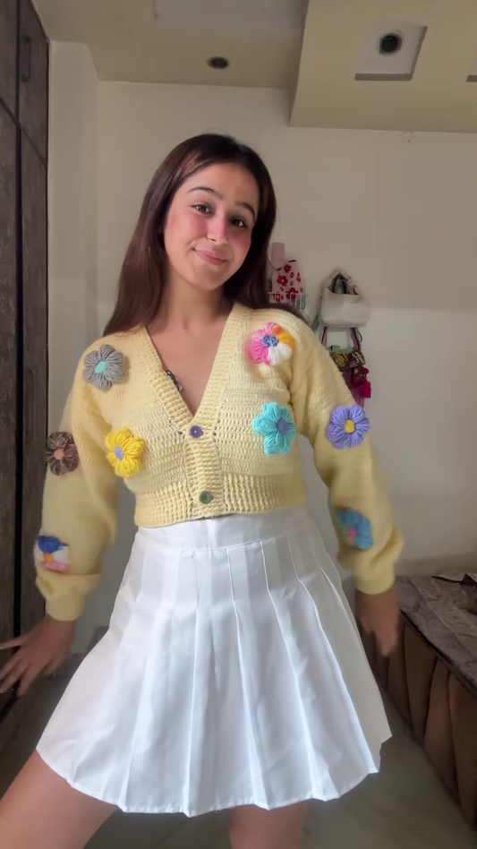 Playful Embroidered Knit Cardigans 🧶🌈🍒 – Cherry, Rainbow & Floral Variants