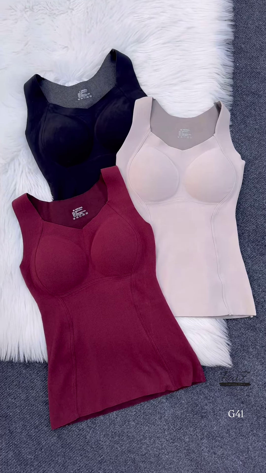 Sleeveless Built-In Bra Tops 👙🖤 – Molded Cup Basics in Black, Beige & Maroon Variants