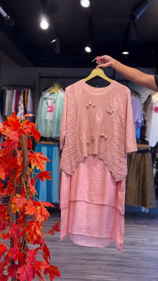 Layered Lace Knit & Sheer Ivory Underskirt