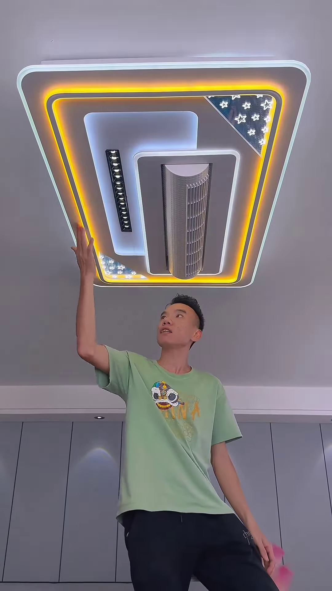 Ultra-Thin Luxury Ceiling-Mounted Climate Control System with Integrated Dual-Spectrum LED Ambient Lighting