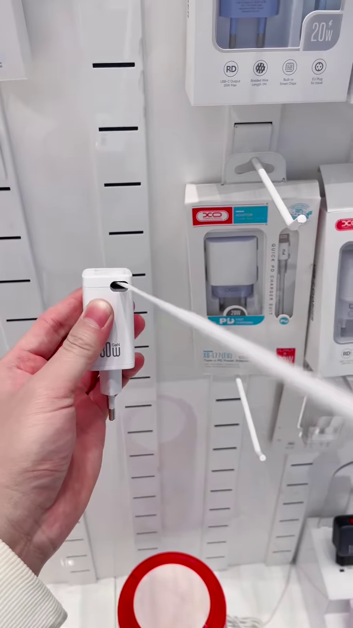 Universal Dual-Port Fast Wall Charger with Integrated Retractable Charging Cable & Compact Travel Design
