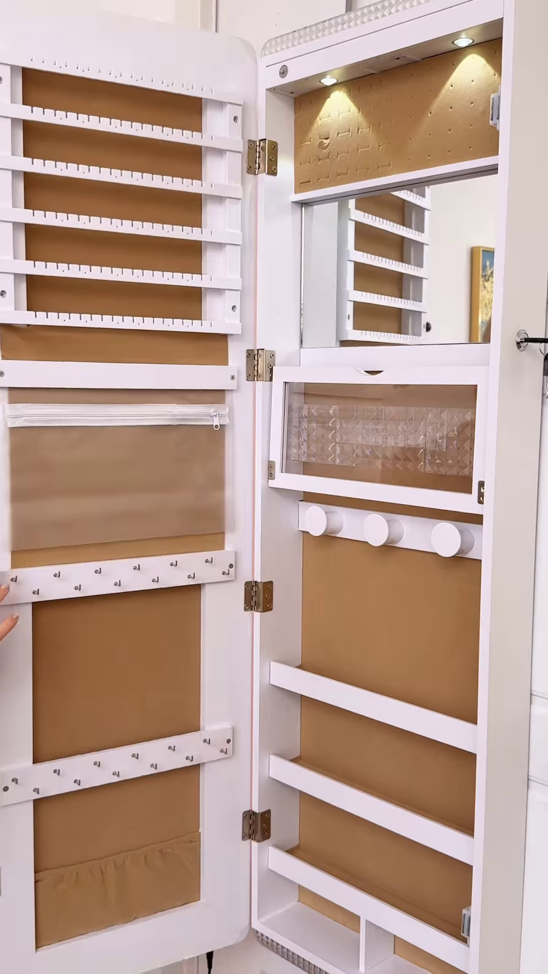 Smart Full-Length RGB LED Mirror & Jewelry Cabinet – Wall/Door Mounted Organizer with Touch Screen Control
