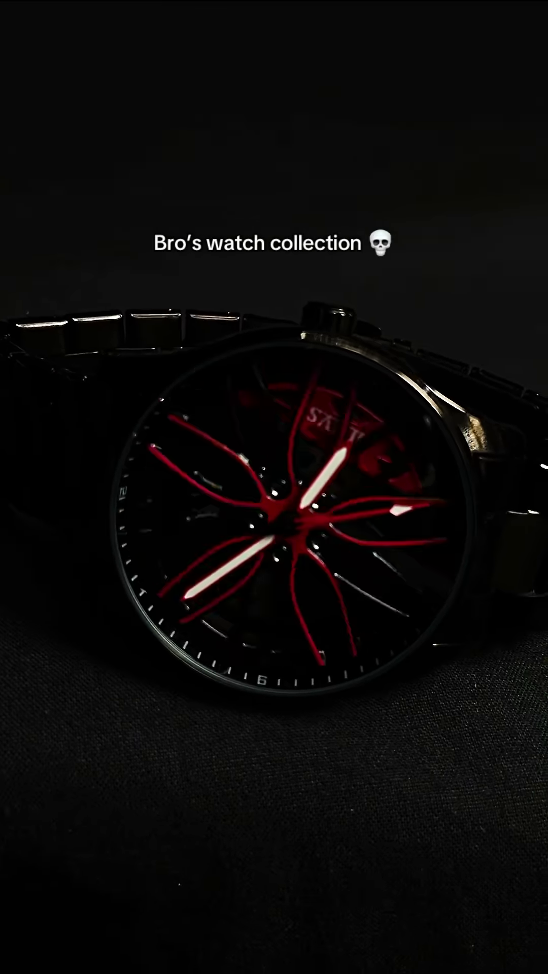 High-Performance Car Rim Hub Watch – Waterproof Quartz Timepiece with 3D Rotating Wheel Face & Red Brake Caliper