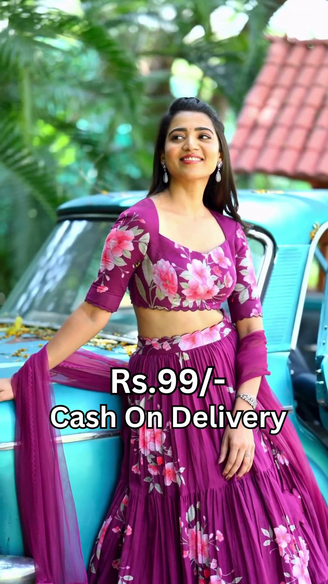 Blooming Magenta Floral Lehenga Choli Set