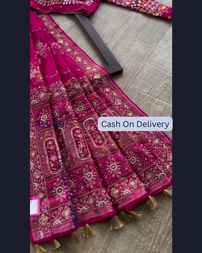Magenta Heritage Saree with Celestial & Floral Artistry