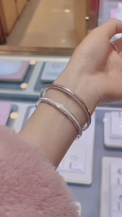 Elegant 925 Sterling Silver Layered Bracelet Set with Textured and Beaded Designs