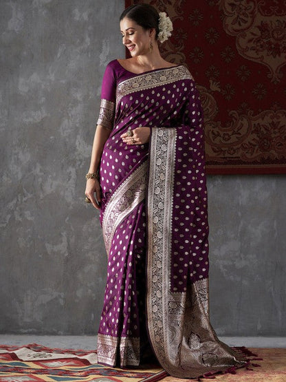 Ethnic Motifs Woven Design Zari Kanjeevaram Saree