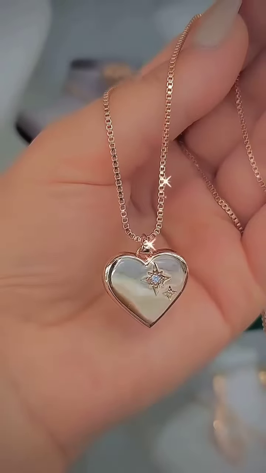 Elegant Rose Gold-Toned Double Heart Necklace with Sparkling Accents