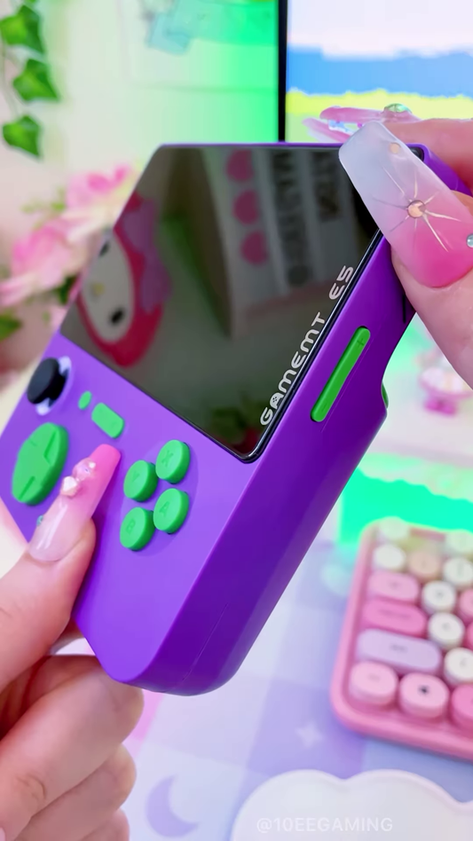 GAMEMT E5 Retro Handheld Game Console – Neon Purple Edition with Thousands of Pre-Loaded Classic Games