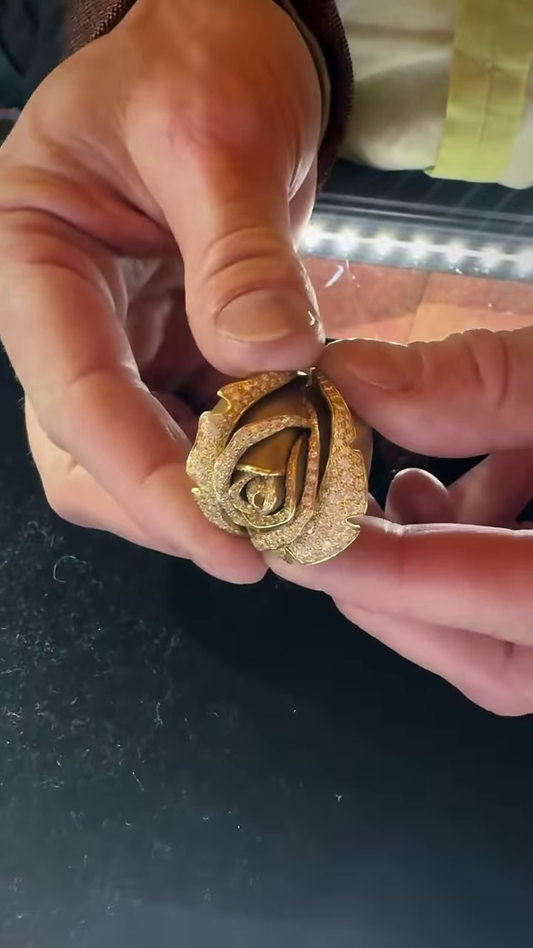 Bold Gold-Toned Sculptural Jewelry Set: Abstract Pendant Necklace and Statement Ring with Crystal Accents