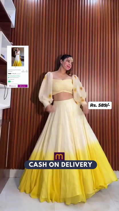 Printed Lace Lehenga Choli Set with Dupatta