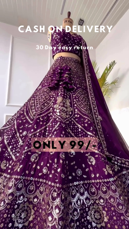 Party Wear Designer Purple Color Bridal Choli