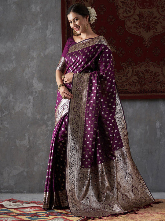 Ethnic Motifs Woven Design Zari Kanjeevaram Saree