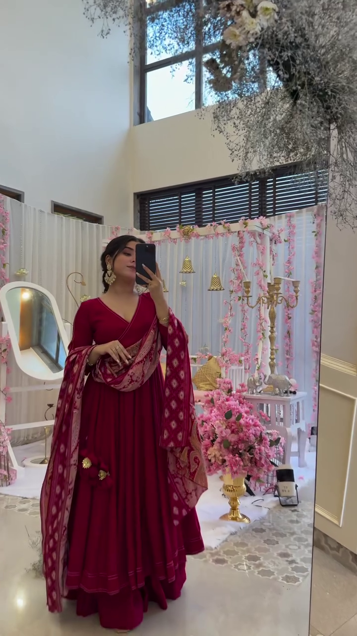 Bindi Modal Silk Solid Kurta Set with Printed Dupatta Embroidered