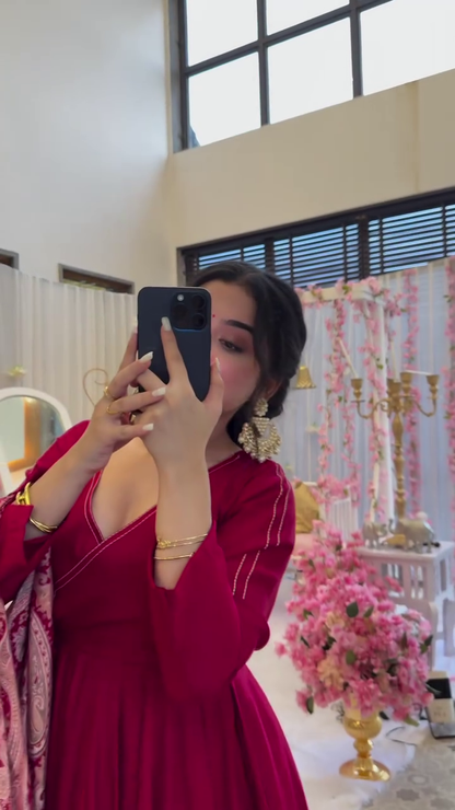 Bindi Modal Silk Solid Kurta Set with Printed Dupatta Embroidered