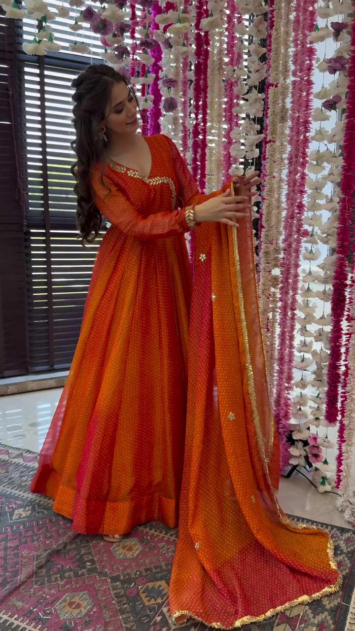 Naaz Orange Cotton Silk Suit