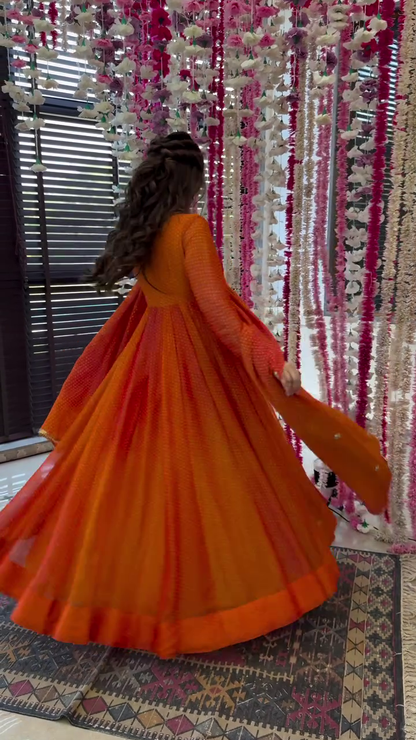 Naaz Orange Cotton Silk Suit