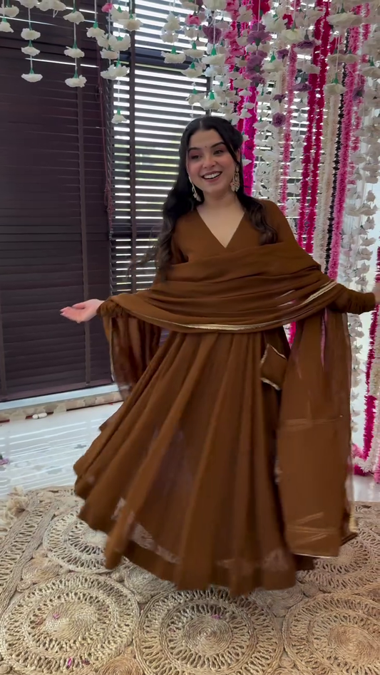 Ethnic Motifs Embroidered Empire Kurta with Palazzo & Dupatta