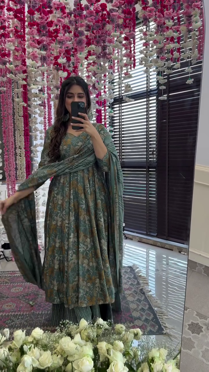 Orchid greenish muslin suit set