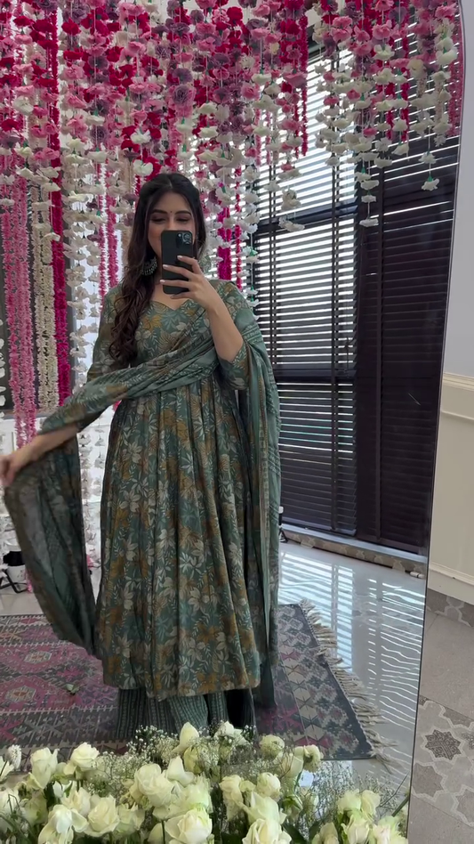 Orchid greenish muslin suit set