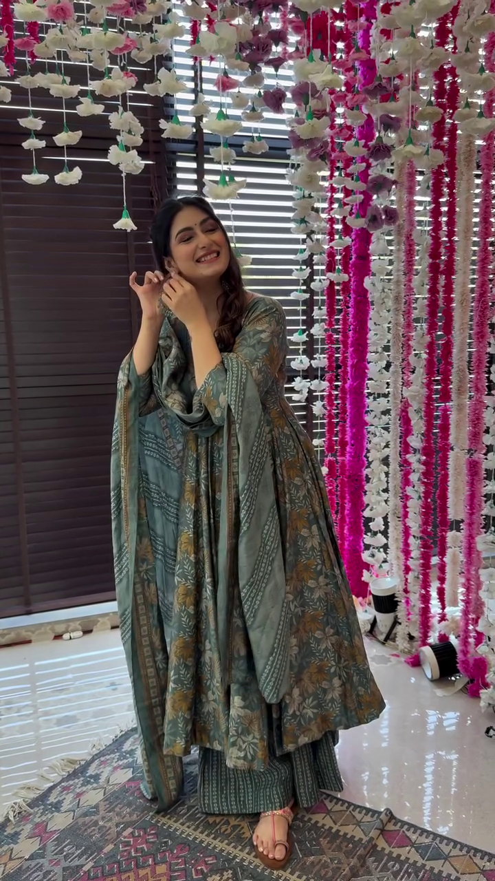 Orchid greenish muslin suit set