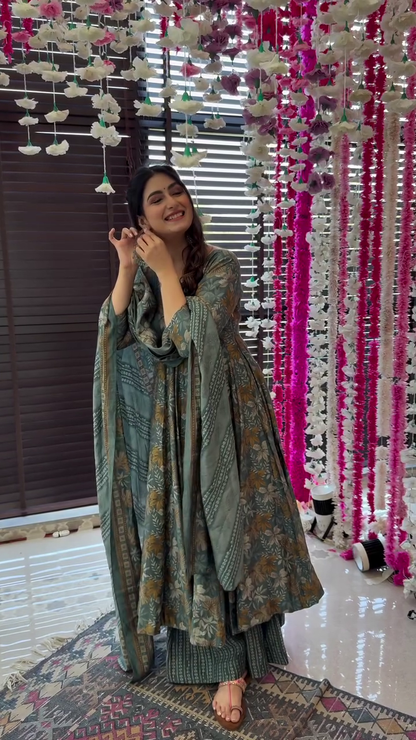 Orchid greenish muslin suit set