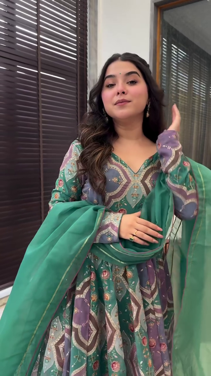 Romina embroidered organza suit set