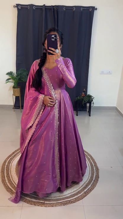 Beautiful Embroidery Sequence Gown Set